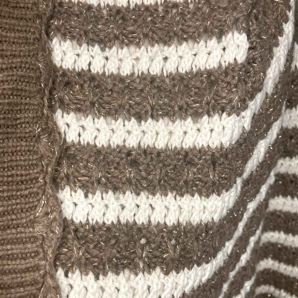 Brown and cream knit tie cardigan